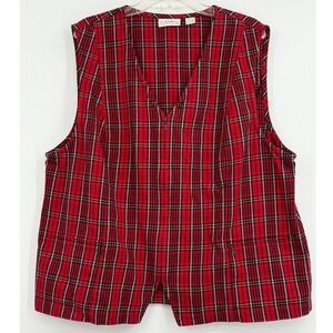 Elisabeth Liz Claiborne Plaid Sleeveless Vest Sz‎ 2 Academia Preppy Office Y2K